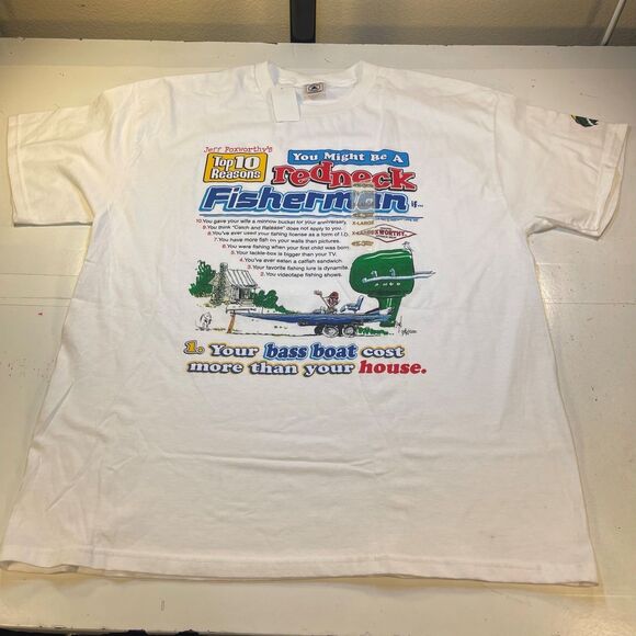 REDNECK JEFF FOXWORTHY FISHERMAN T SHIRT XL VTG Y2K BASS PRO SHOP New Unworn - Picture 2 of 6